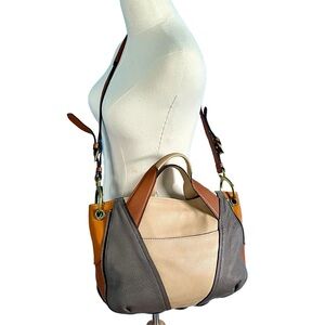 OrYANY Lian Slouchy Color Block Pebble Leather Hobo Shoulder Bag Satchel Zipper